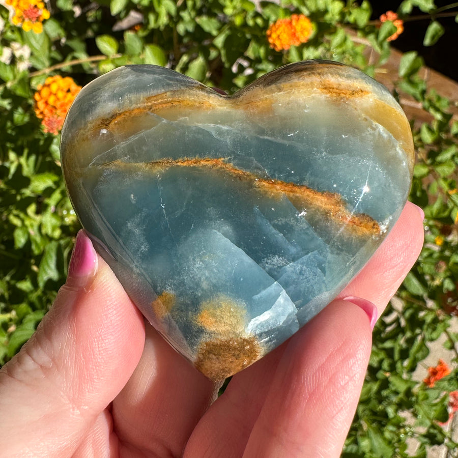 Lemurian Aquatine Calcite Crystal Heart