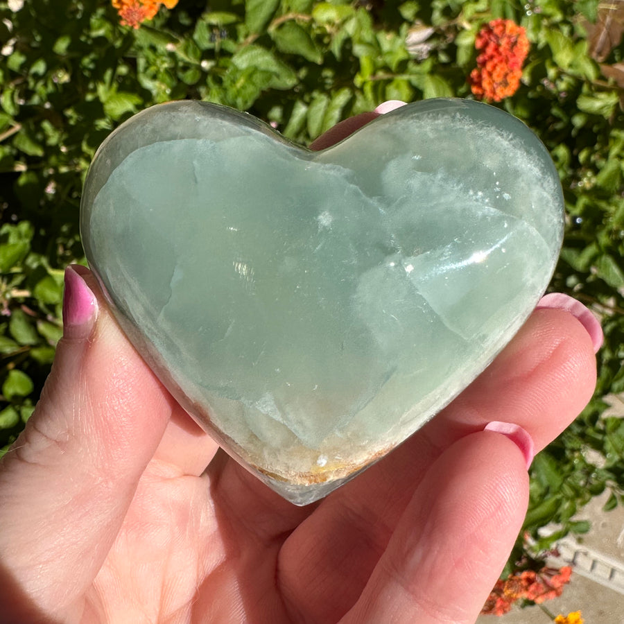 Lemurian Aquatine Calcite Crystal Heart