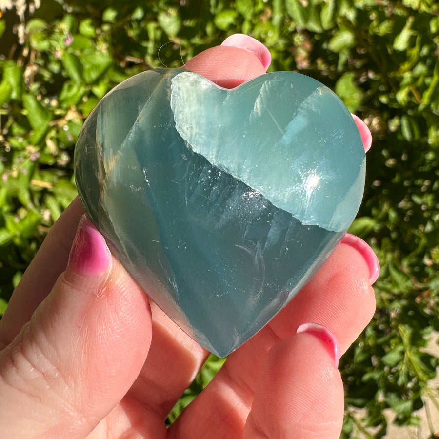 Lemurian Aquatine Calcite Crystal Heart