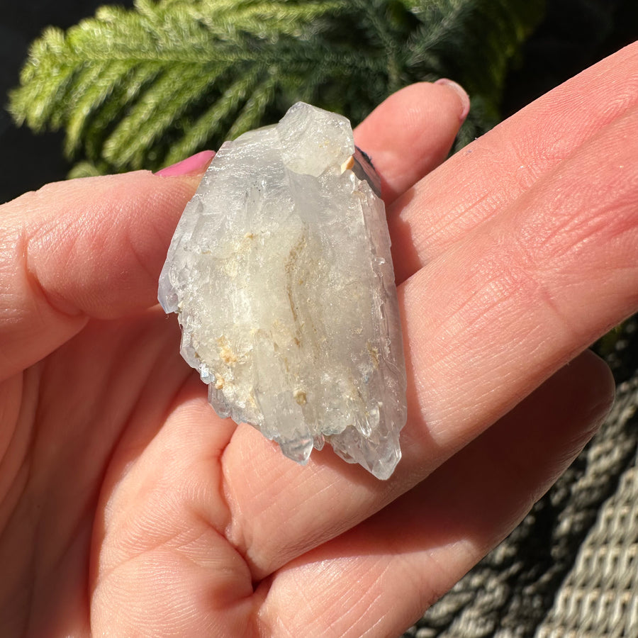 Natural Dumortierite in Quartz Crystal Twin Point