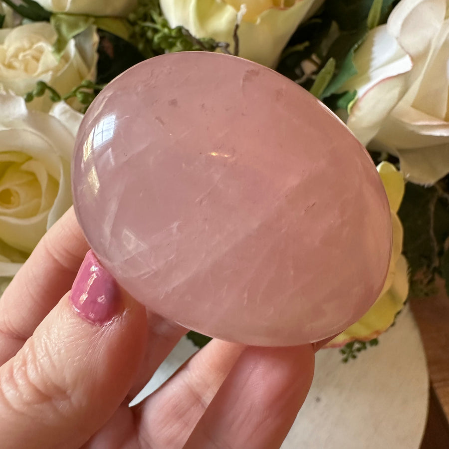 Rose Quartz Crystal Palm Stone