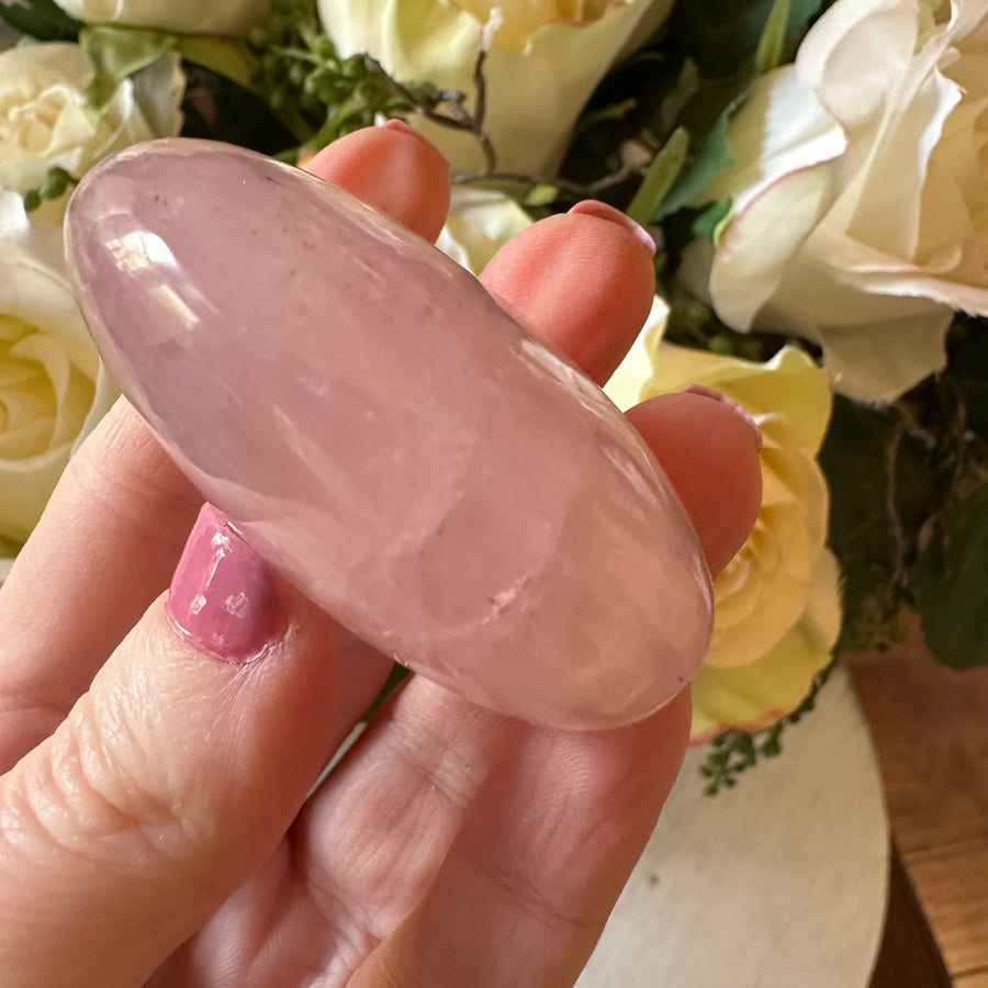 Rose Quartz Crystal Palm Stone