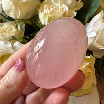 Rose Quartz Crystal Palm Stone