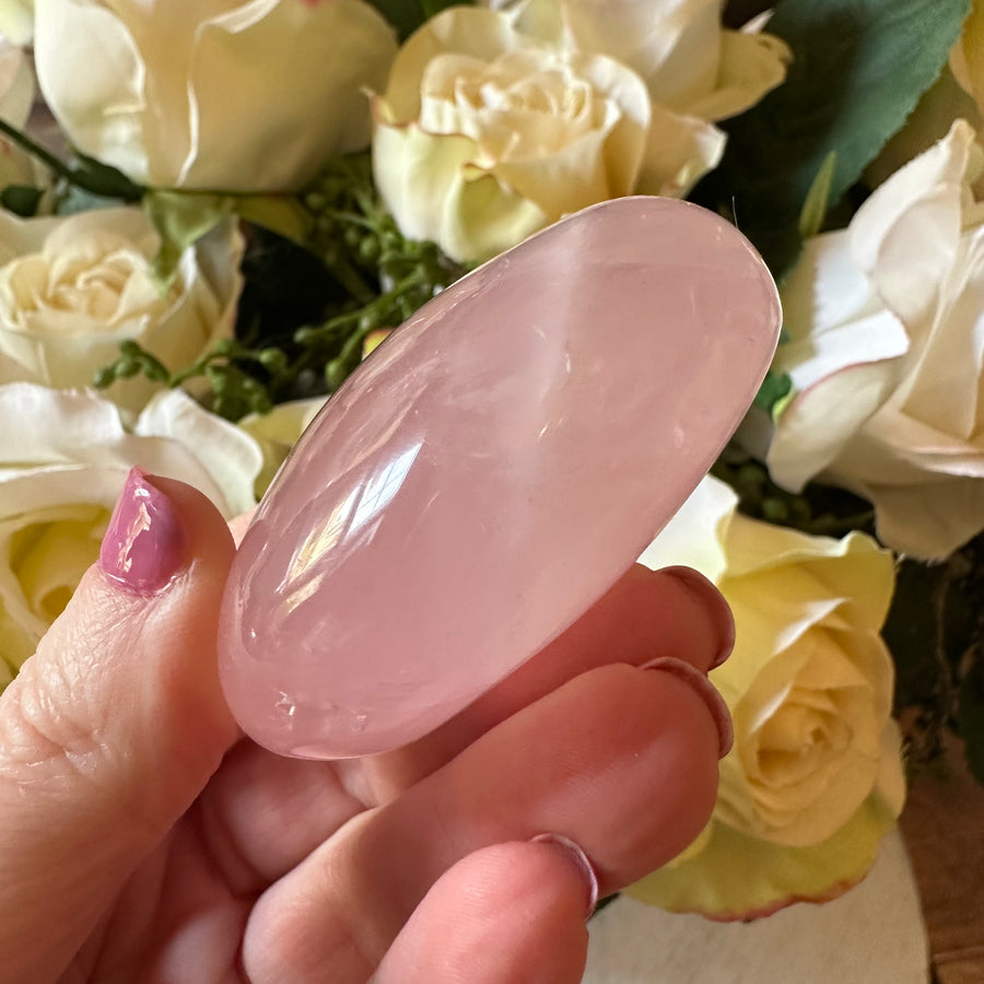 Rose Quartz Crystal Palm Stone