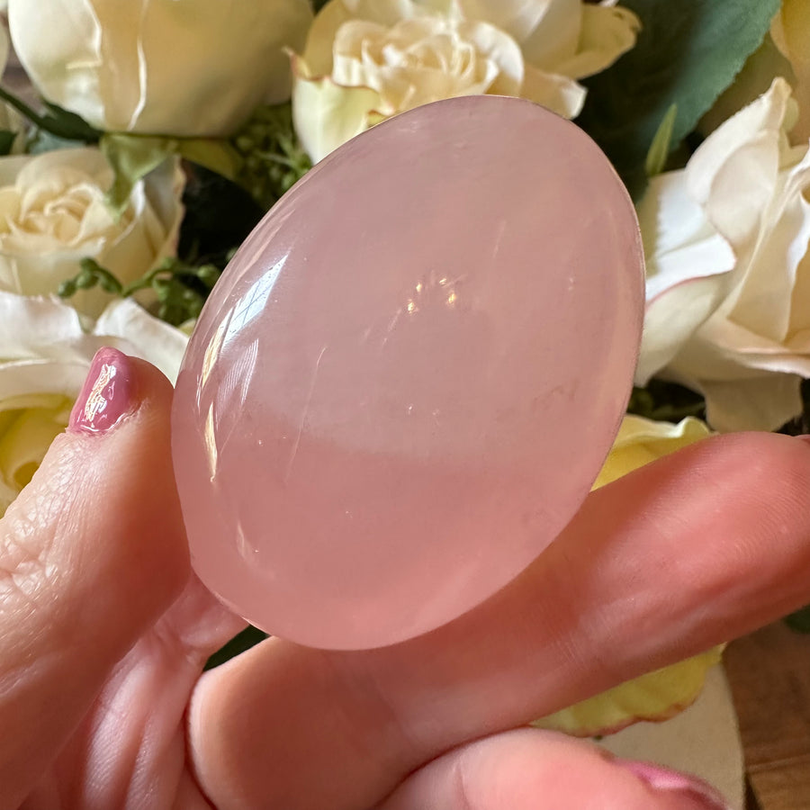 Rose Quartz Crystal Palm Stone