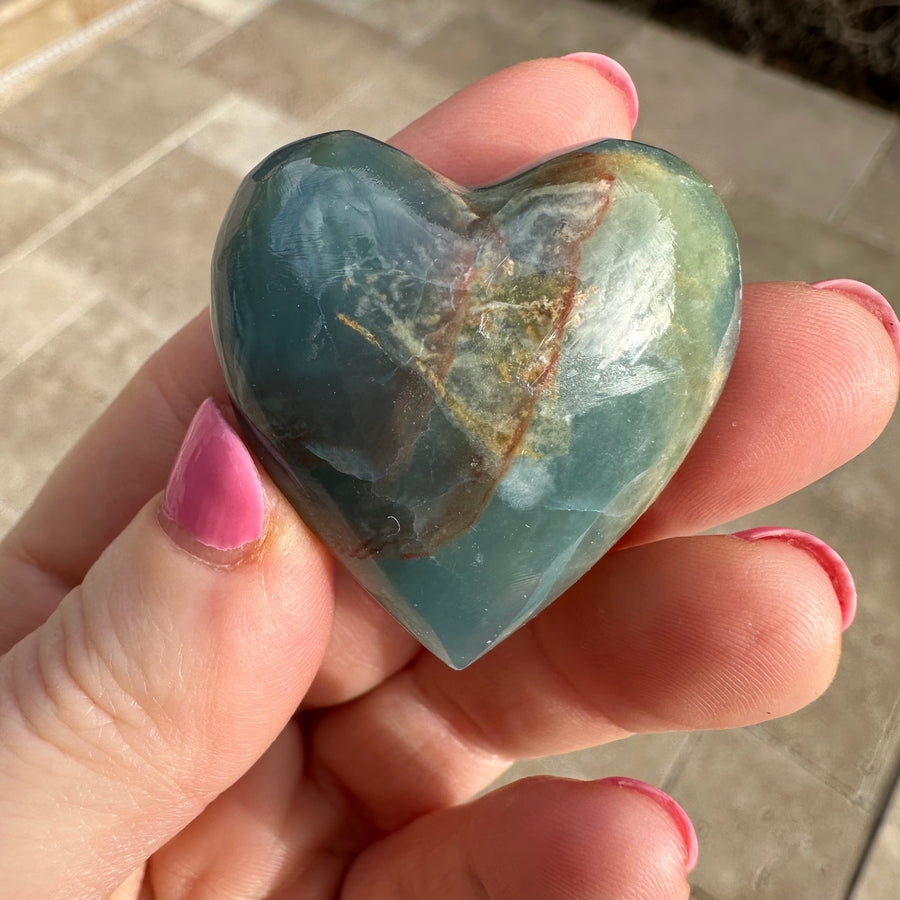 Lemurian Aquatine Calcite Crystal Heart