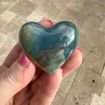 Lemurian Aquatine Calcite Crystal Heart