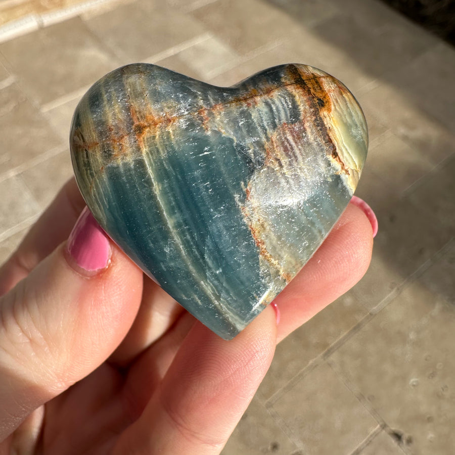 Lemurian Aquatine Calcite Crystal Heart