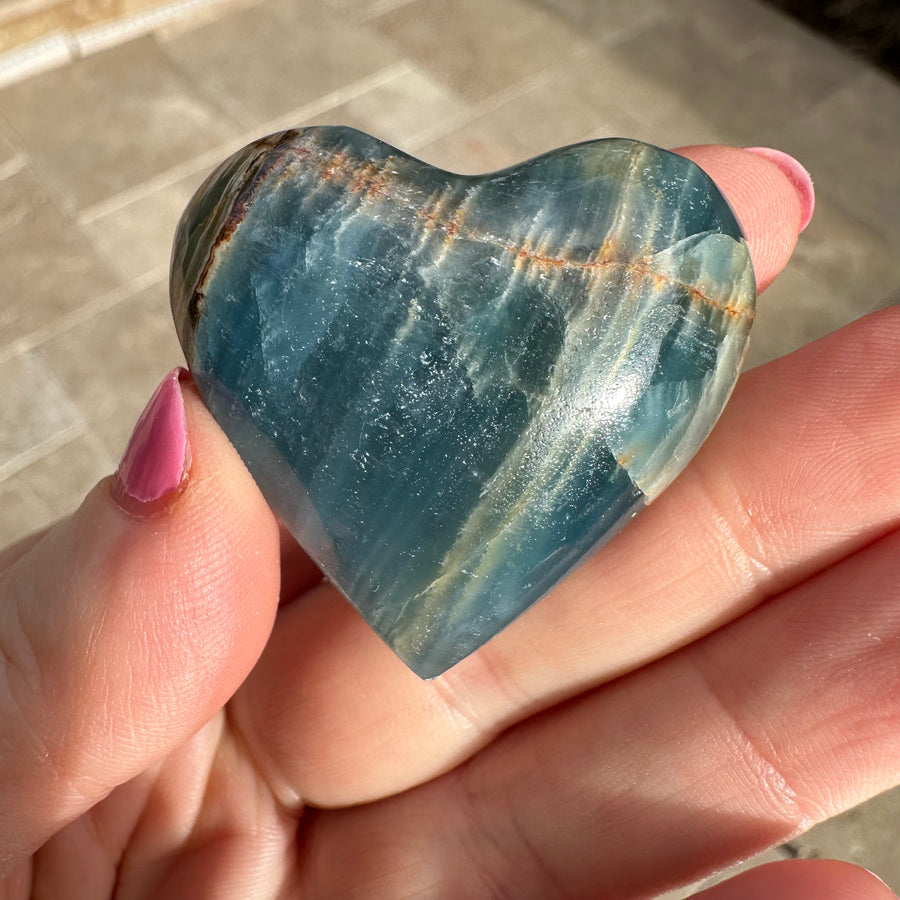 Lemurian Aquatine Calcite Crystal Heart