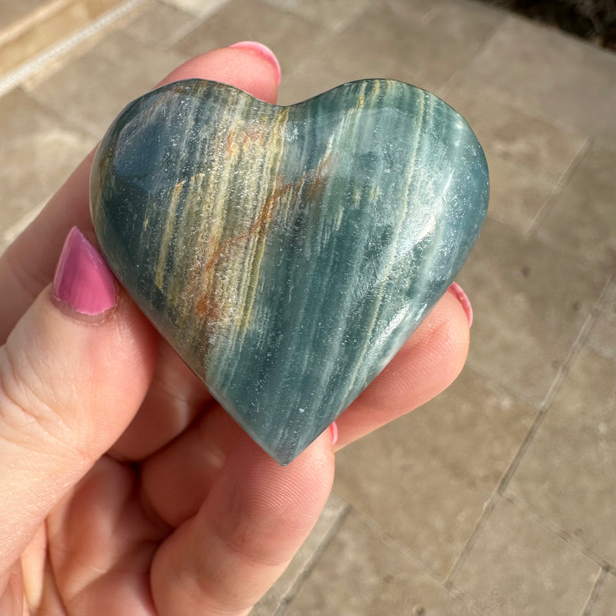 Lemurian Aquatine Calcite Crystal Heart