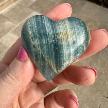 Lemurian Aquatine Calcite Crystal Heart