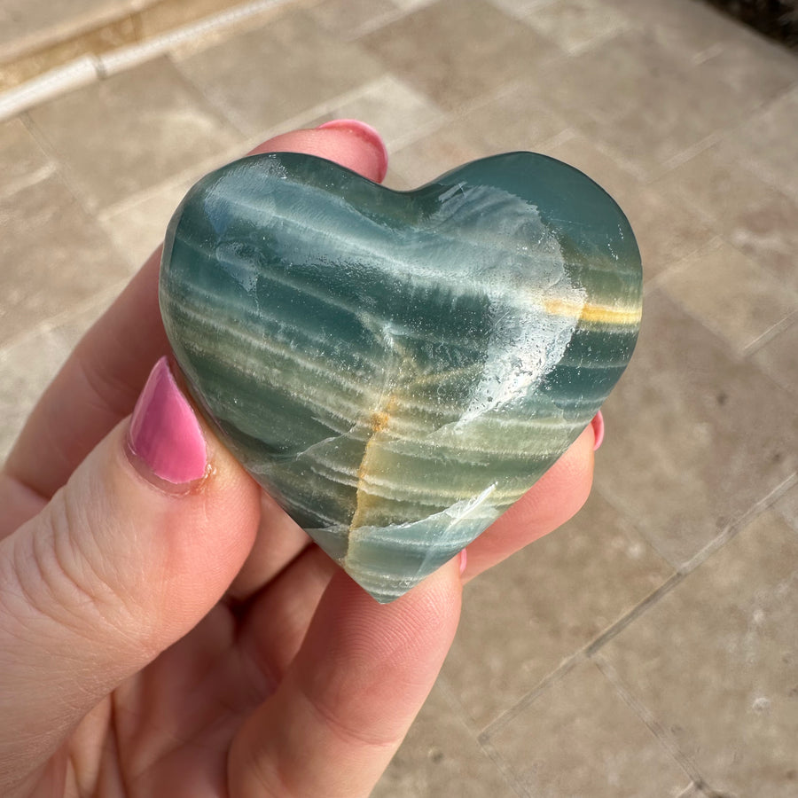Lemurian Aquatine Calcite Crystal Heart