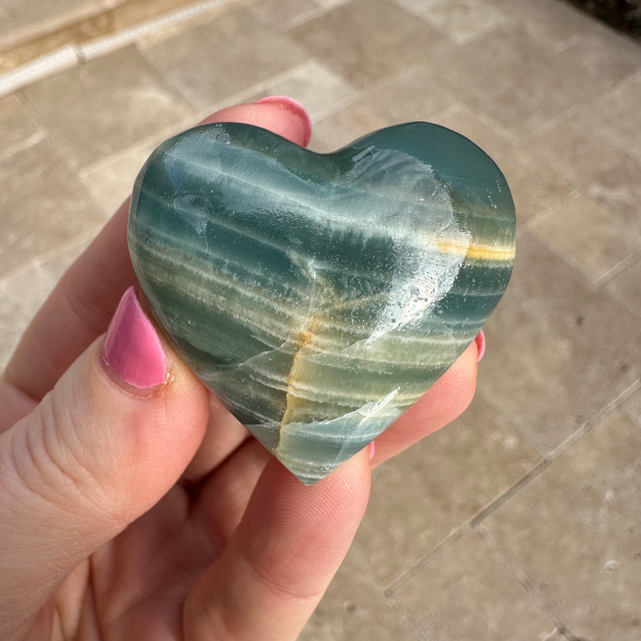 Lemurian Aquatine Calcite Crystal Heart