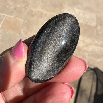 Silver Sheen Obsidian Mini Palm Stone