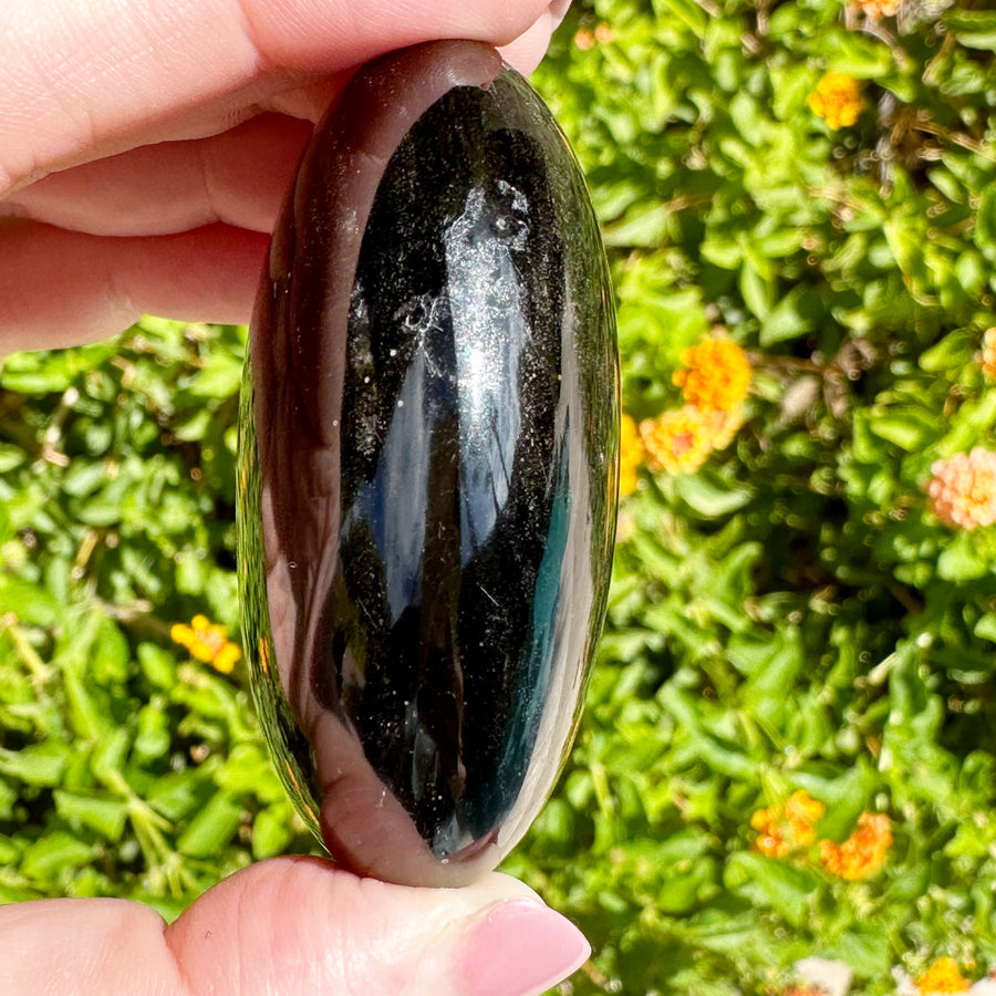 Gold Sheen Obsidian Palm Stone