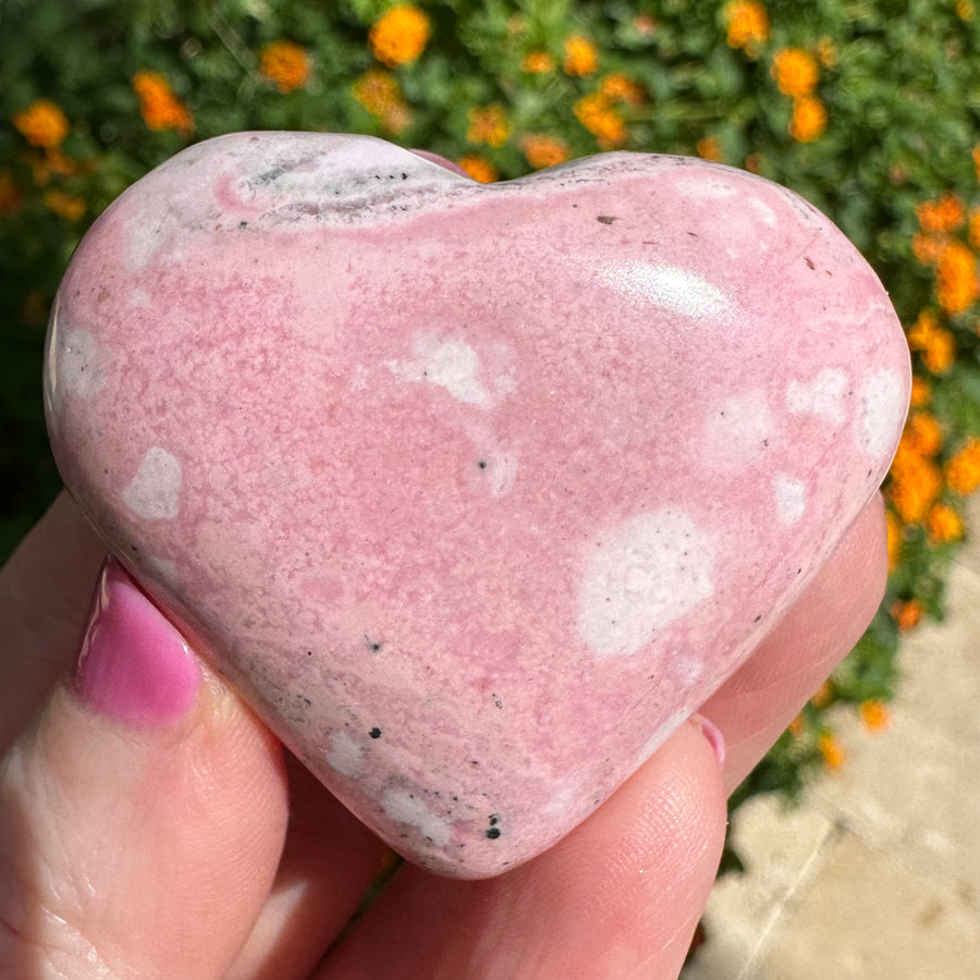 Pink Opal Crystal Heart from Peru