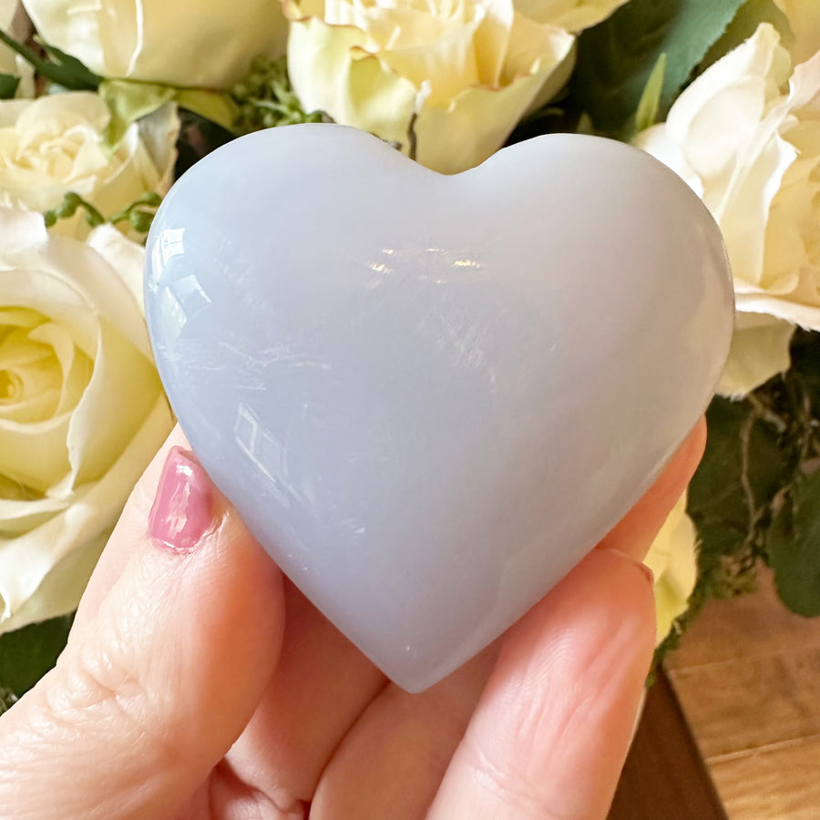 Blue Chalcedony Crystal Heart