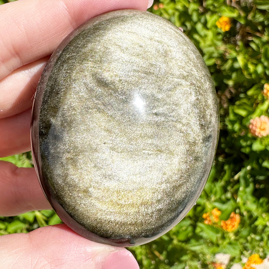 Gold Sheen Obsidian Palm Stone