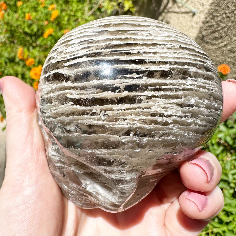 Special Layered Chlorite Magical Child Crystal Skull Carved by Leandro de Souza