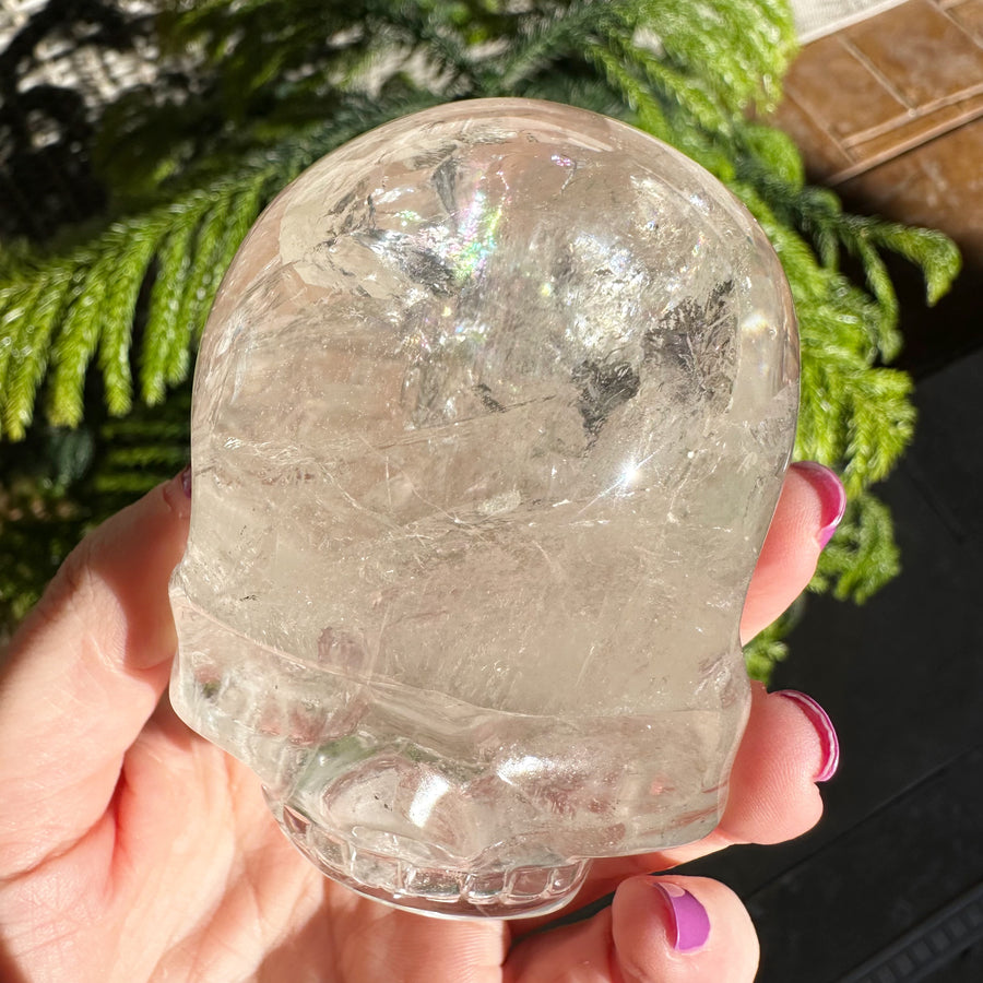 Lemurian Crystal Skull with Rainbows Carved by Leandro de Souza