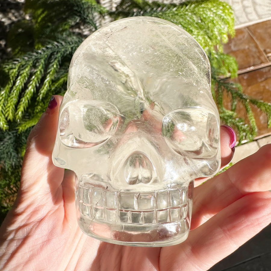 Lemurian Quartz Crystal Skull with Rainbows Carved by Leandro de Souza