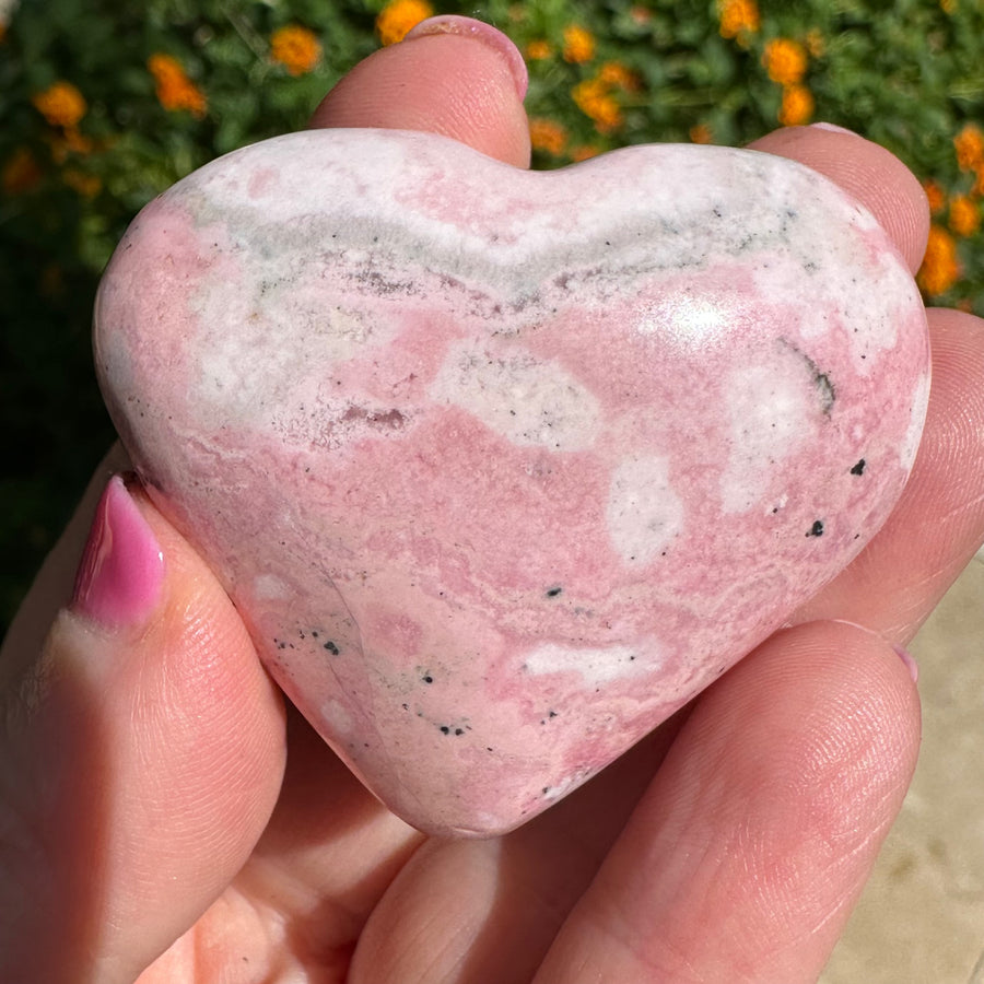 Pink Opal Crystal Heart from Peru