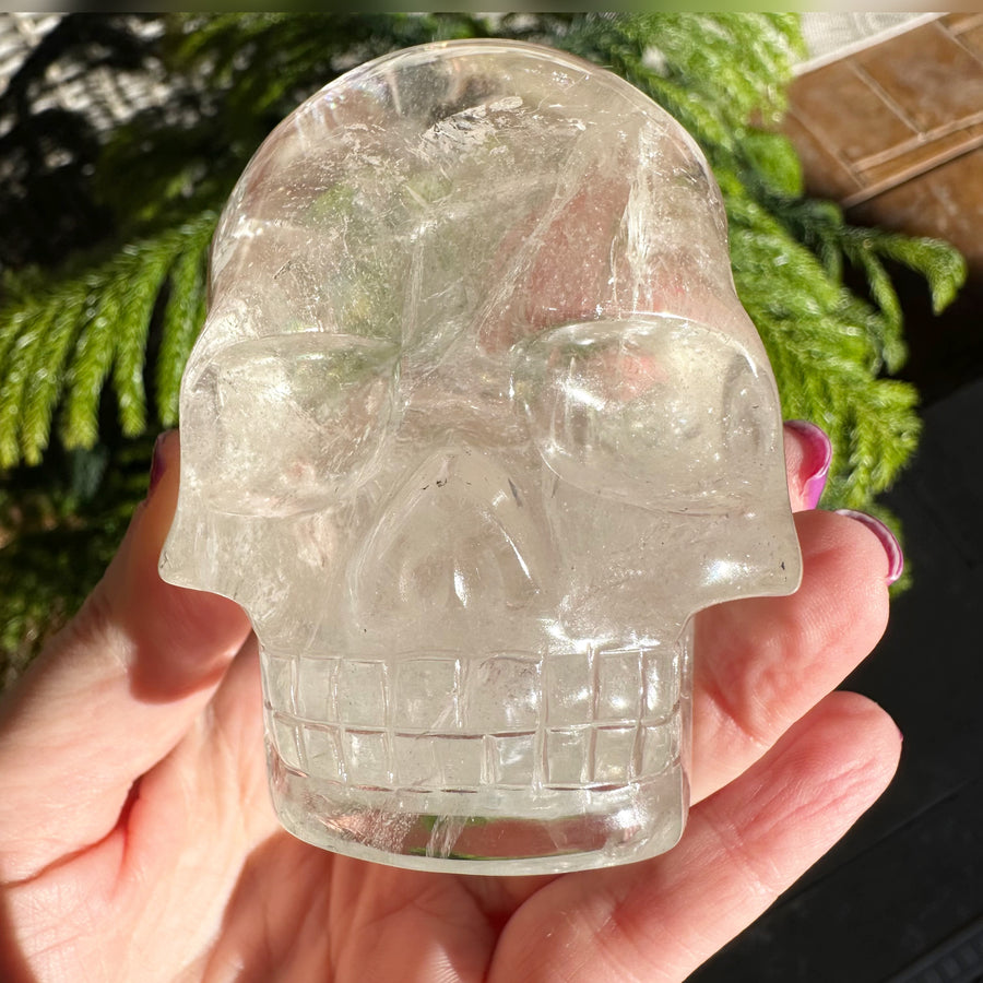 Lemurian Crystal Skull with Rainbows Carved by Leandro de Souza