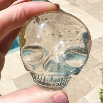 Golden Rutile Citrine Magical Child Palm Crystal Skull Carved by Leandro de Souza