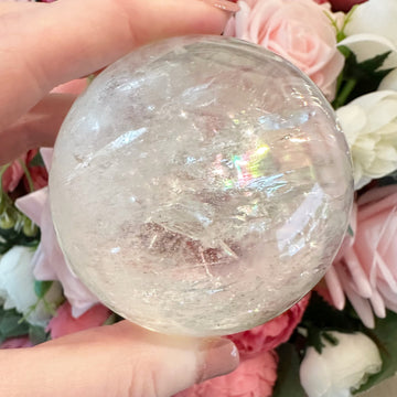 Lemurian Quartz Crystal Sphere with Rainbows