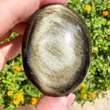 Gold Sheen Obsidian Palm Stone
