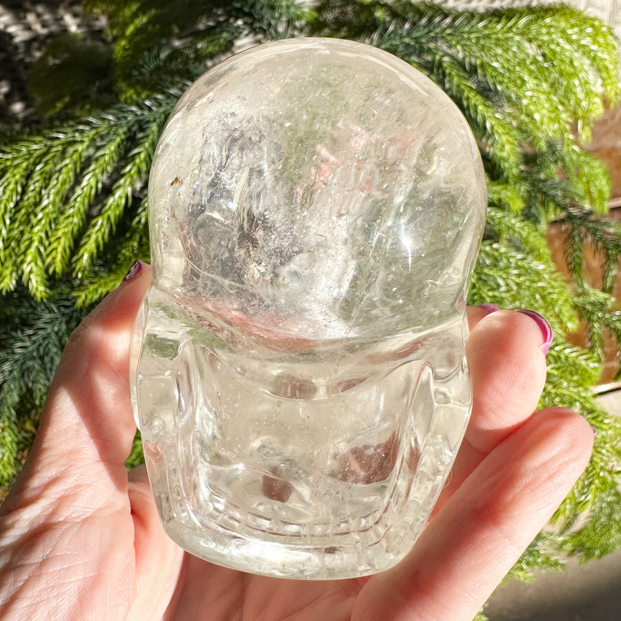 Lemurian Quartz Crystal Skull with Rainbows Carved by Leandro de Souza