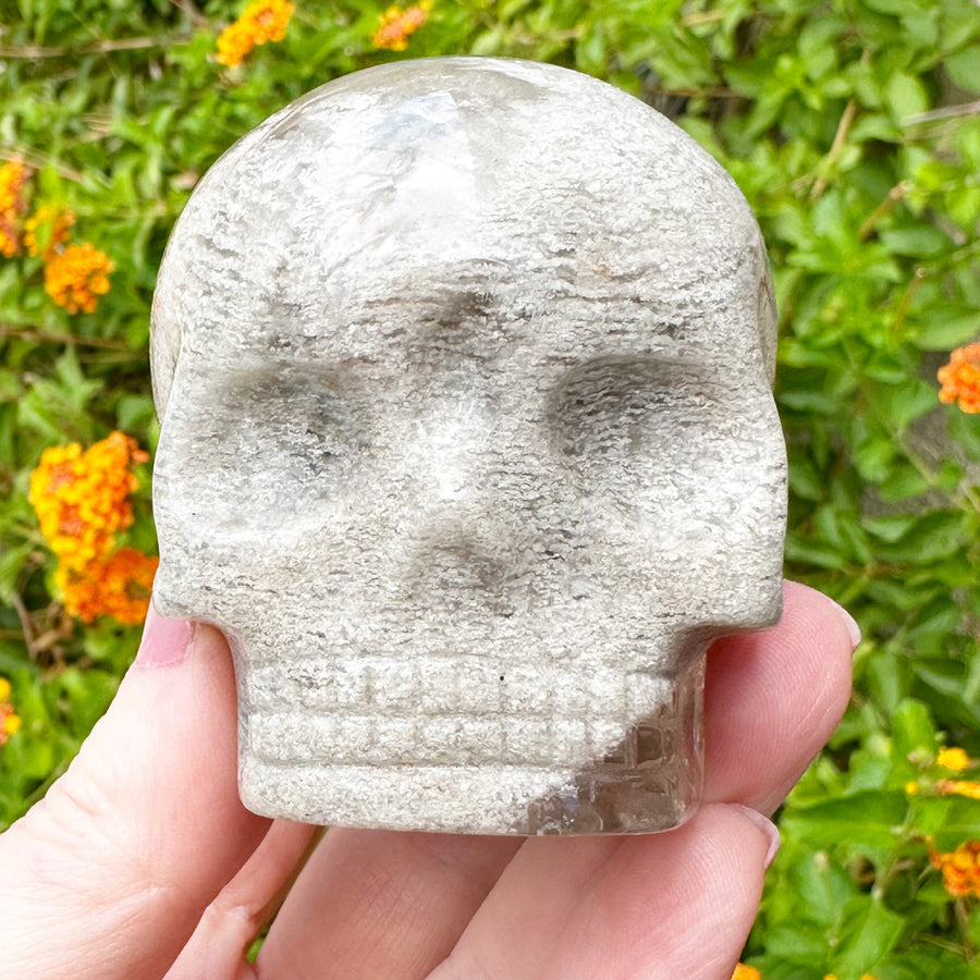 Special Layered Chlorite Magical Child Crystal Skull Carved by Leandro de Souza