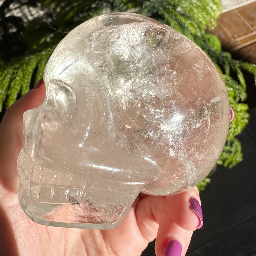 Lemurian Crystal Skull with Rainbows Carved by Leandro de Souza