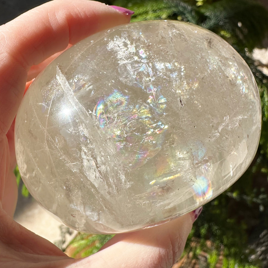 Lemurian Quartz Crystal Skull with Rainbows Carved by Leandro de Souza