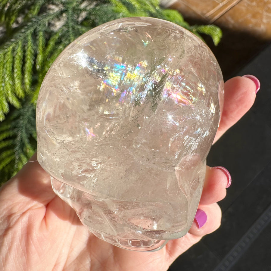 Lemurian Crystal Skull with Rainbows Carved by Leandro de Souza