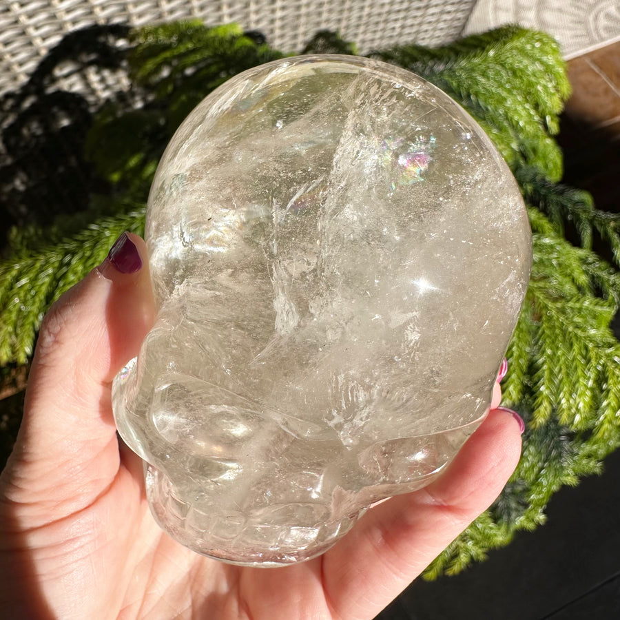 Lemurian Crystal Skull with Rainbows Carved by Leandro de Souza