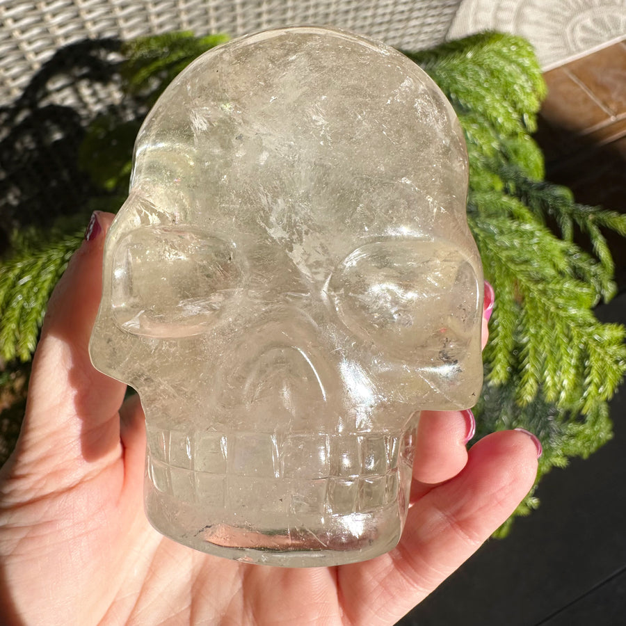 Lemurian Crystal Skull with Rainbows Carved by Leandro de Souza