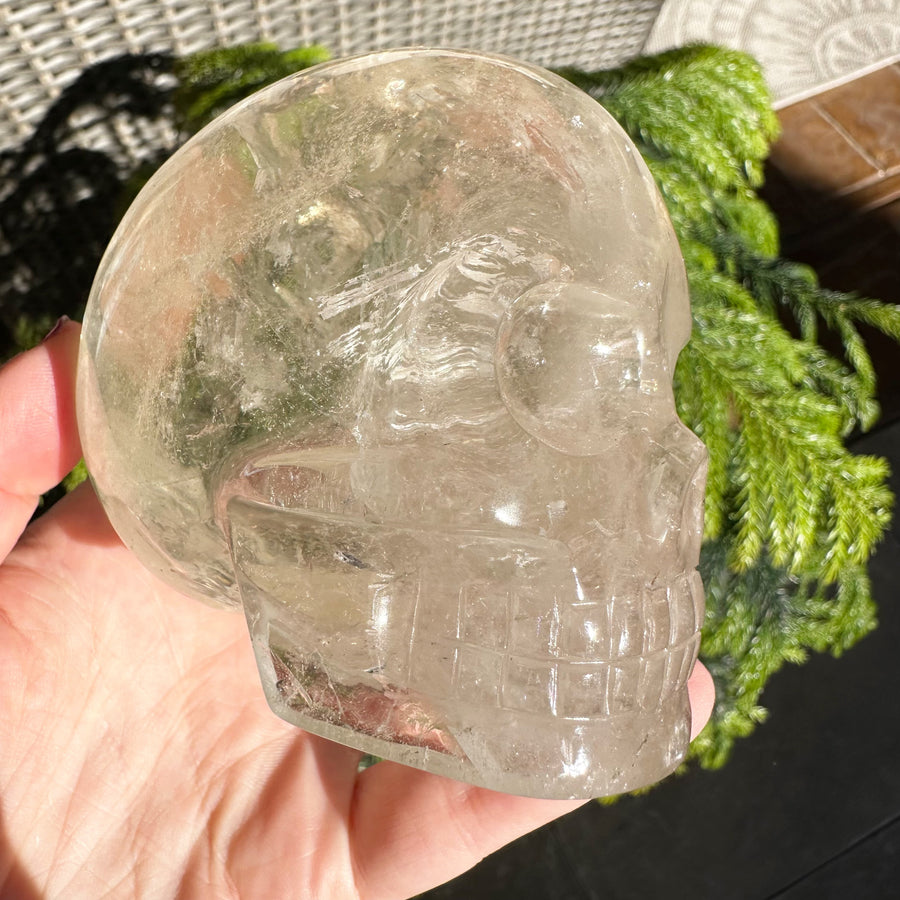 Lemurian Crystal Skull with Rainbows Carved by Leandro de Souza