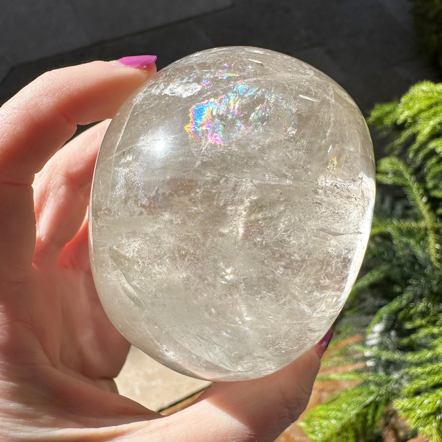 Lemurian Quartz Crystal Skull with Rainbows Carved by Leandro de Souza