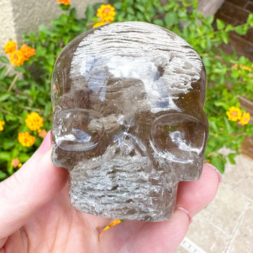 Special Layered Chlorite Magical Child Crystal Skull Carved by Leandro de Souza