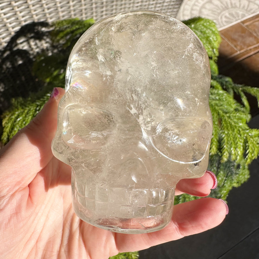 Lemurian Crystal Skull with Rainbows Carved by Leandro de Souza