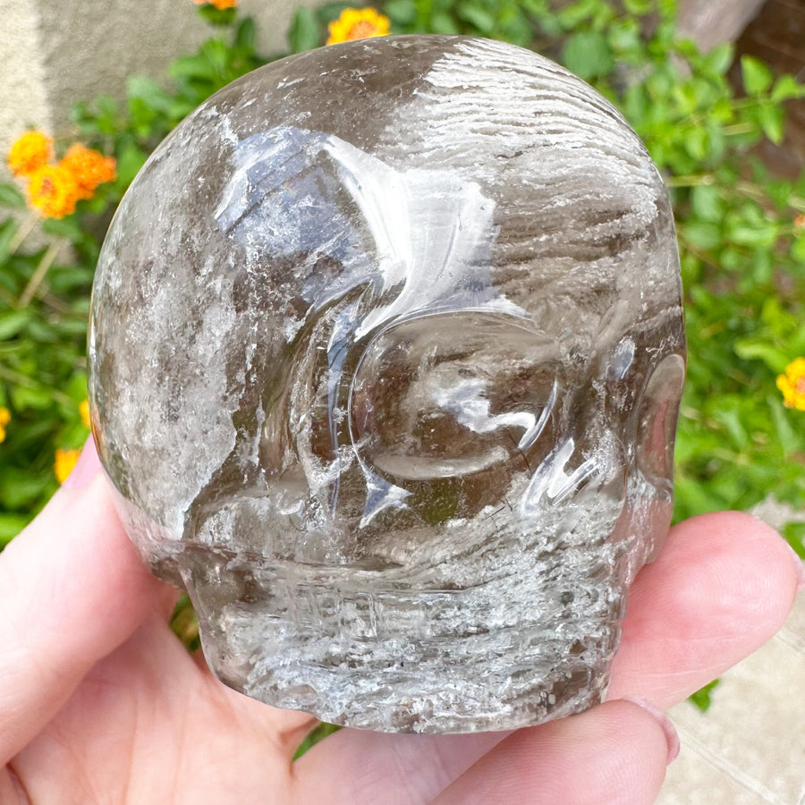 Special Layered Chlorite Magical Child Crystal Skull Carved by Leandro de Souza
