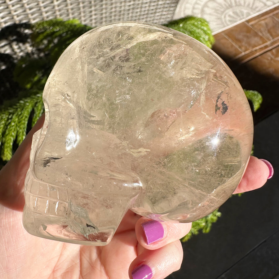 Lemurian Crystal Skull with Rainbows Carved by Leandro de Souza