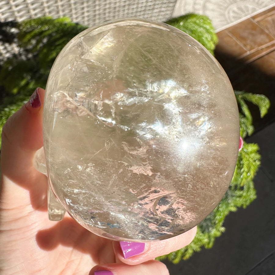 Lemurian Crystal Skull with Rainbows Carved by Leandro de Souza