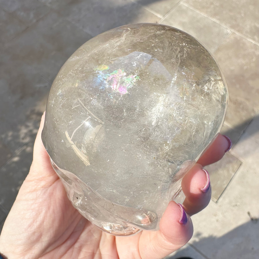 Lemurian Crystal Skull with Rainbows Carved by Leandro de Souza