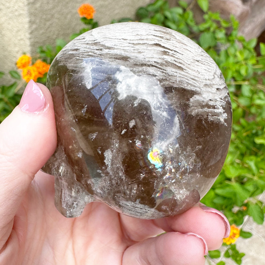 Special Layered Chlorite Magical Child Crystal Skull Carved by Leandro de Souza