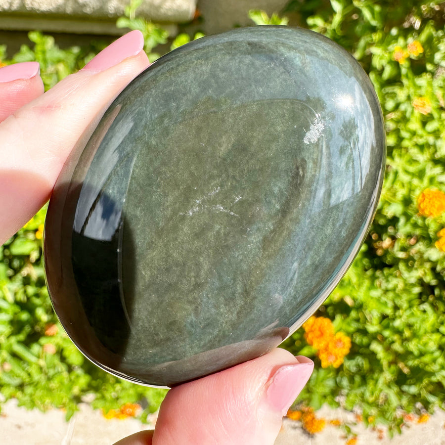 Rainbow Sheen Obsidian Palm Stone