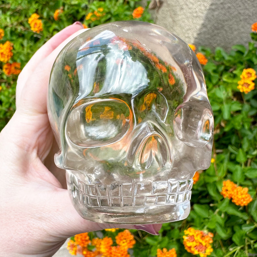 Light Citrine Magical Child Crystal Skull Carved by Leandro de Souza
