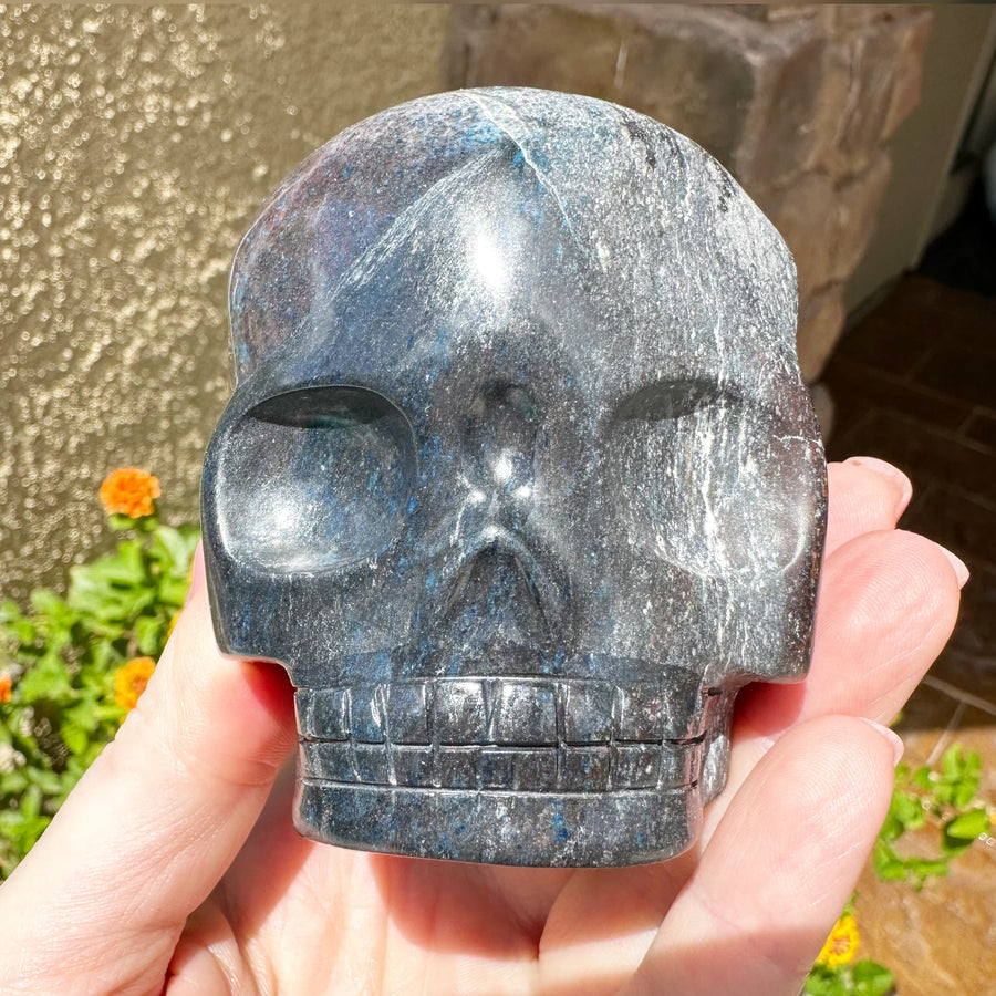 Blue Richterite Magical Child Crystal Skull Carved by Leandro de Souza