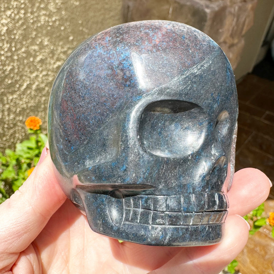 Blue Richterite Magical Child Crystal Skull Carved by Leandro de Souza